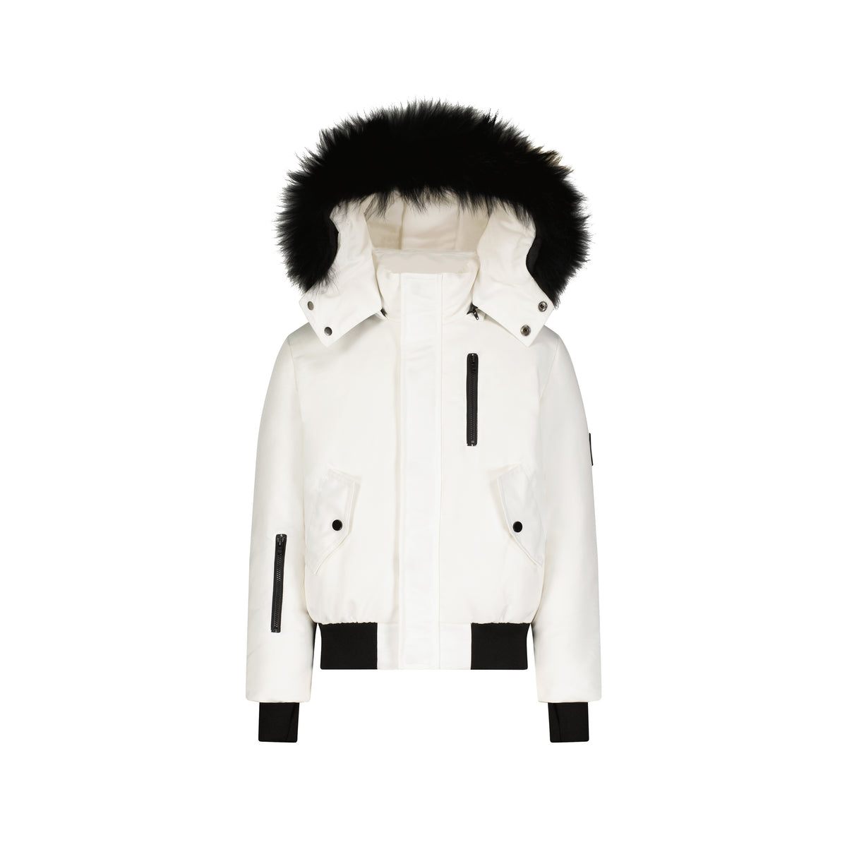 Kid's Fur Trim Coat Matte White