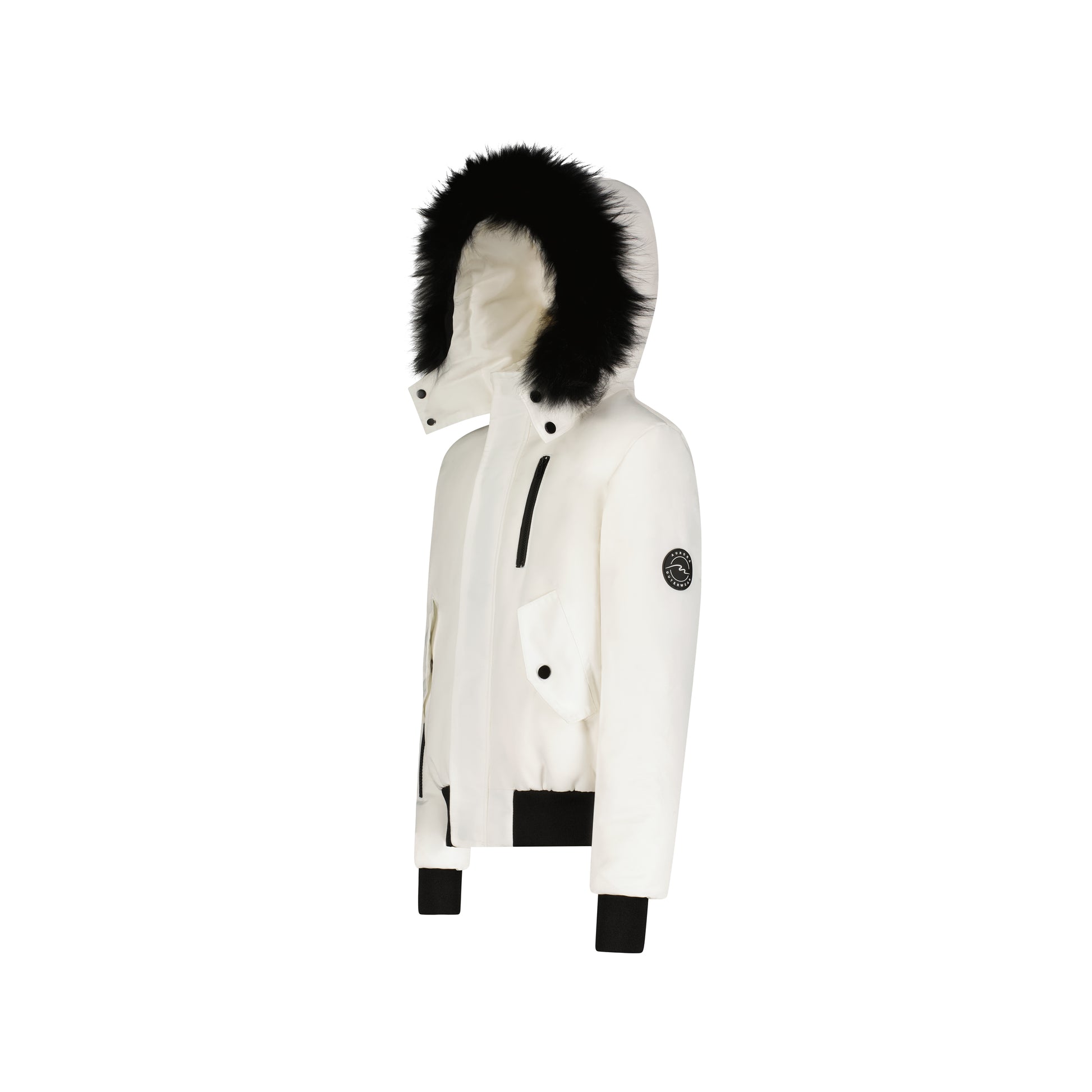 Kid's Fur Trim Coat Matte White